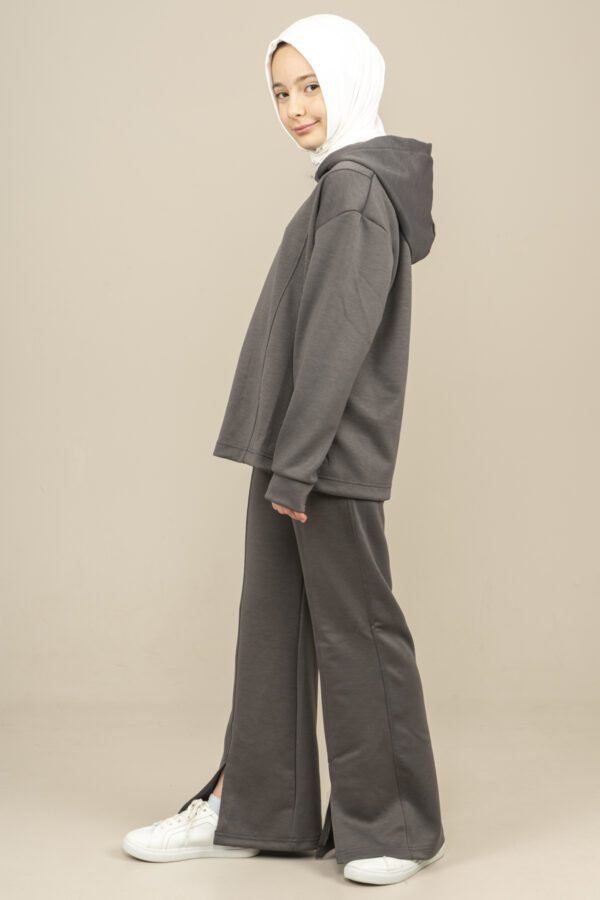 2Pcs Set Hooded Girls Tracksuit Sweat Shirt & Spanish Style Pants Grey فساتین بنات Lamora
