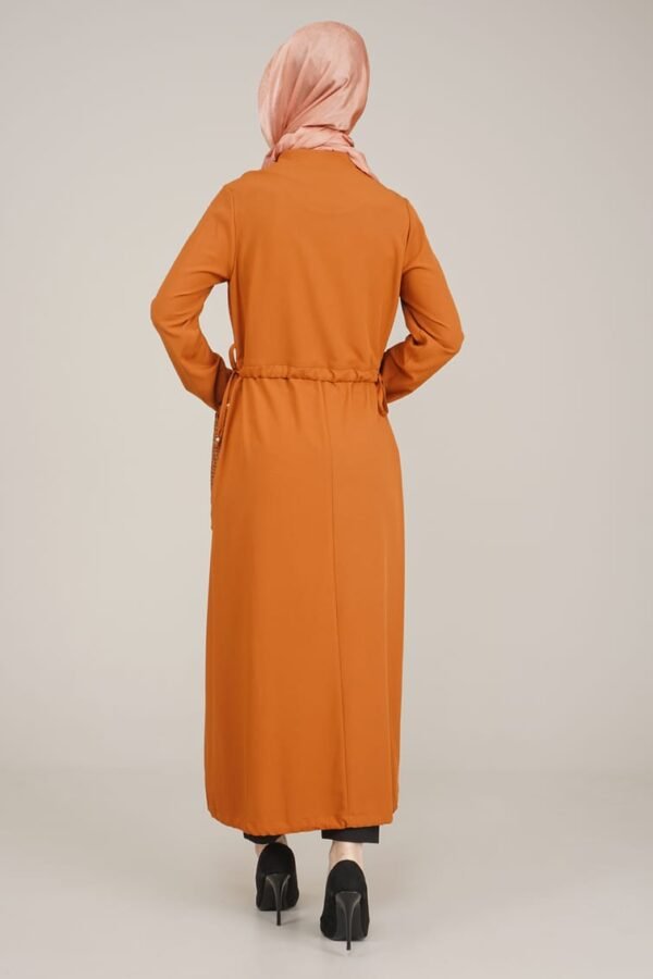 Decorated and Practical Abaya with Zipper - Tan Lamora