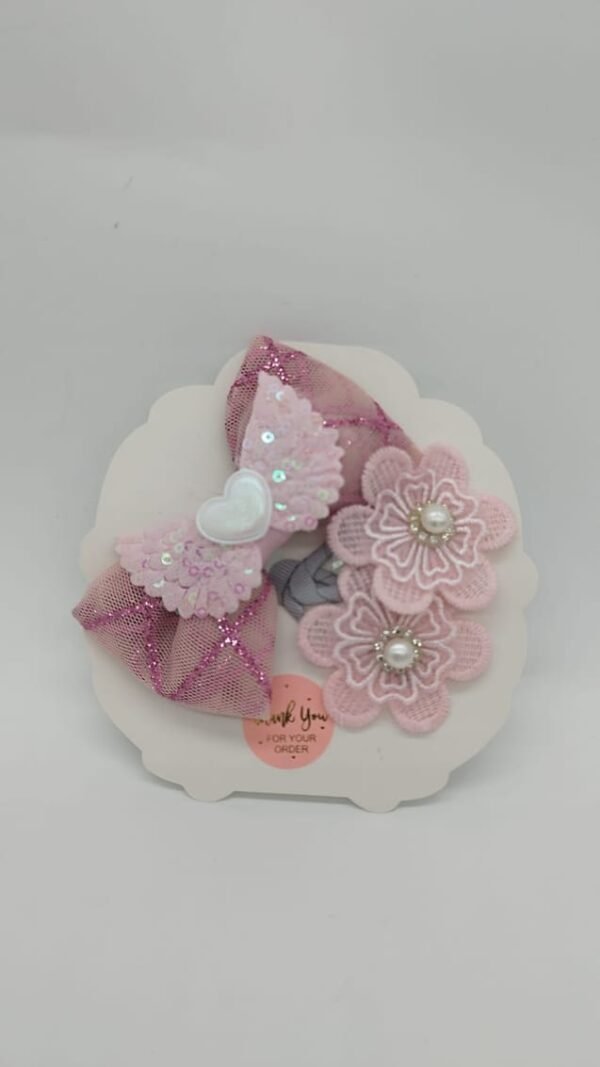 Girls Hair Bow Pink With Butterfly Lamora