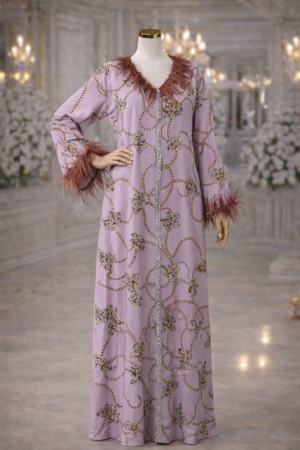 Women Jallabiya With Feathers - Pink