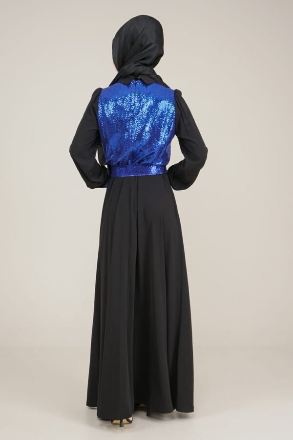 Ladies Long Dress Sparkly Top with Belt Royal Blue Lamora