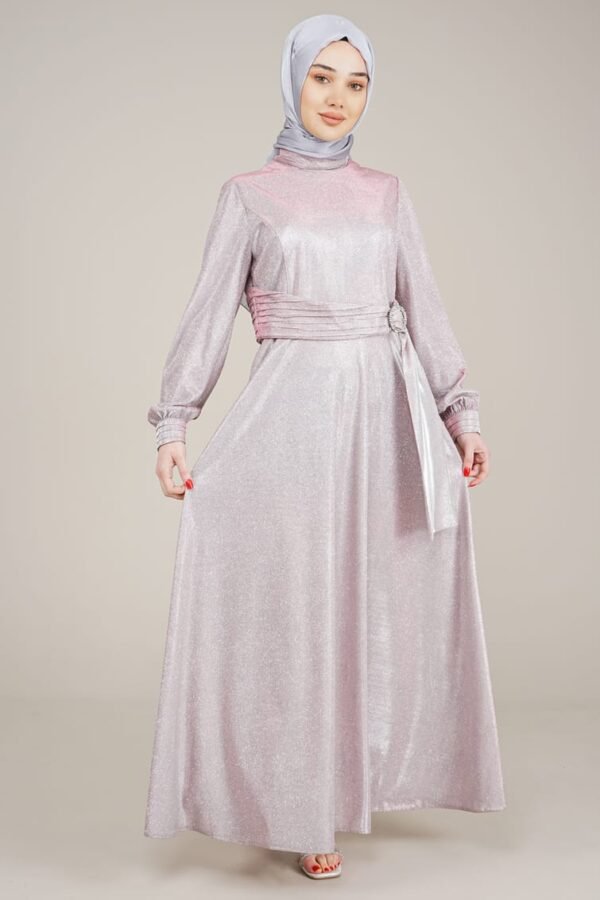 Ladies Sparkly Long Dress for Special Occasions-Powder Lamora