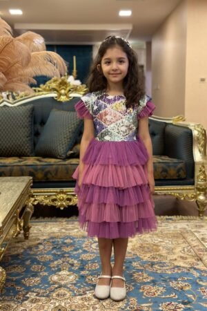 Layer Party Dress Purple With Tulle For Girls Lamora