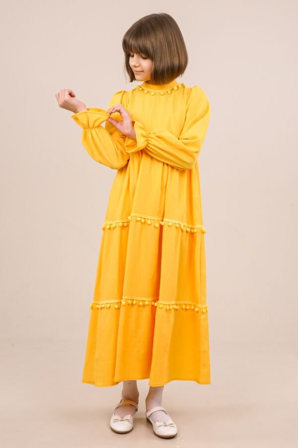 Mustard Girls Dress Perfect for Spring & Summer فساتين بنات Lamora