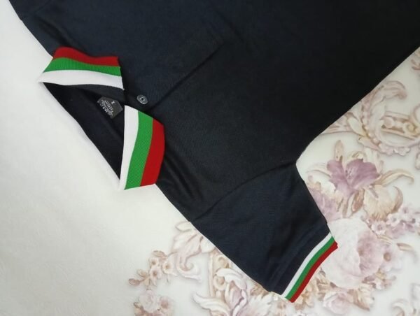 National Day Flag T-Shirt Black With Emirate Flag Collar Lamora