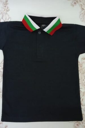 National Day Flag T-Shirt Black With Emirate Flag Collar Lamora
