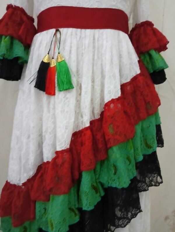 Net Lace Layered Traditional UAE National Day Emirates Flag Cloth Dress Lamora
