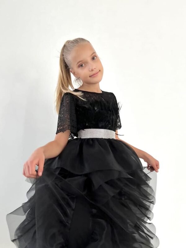Party Dress For Girls Black Feathers Lamora