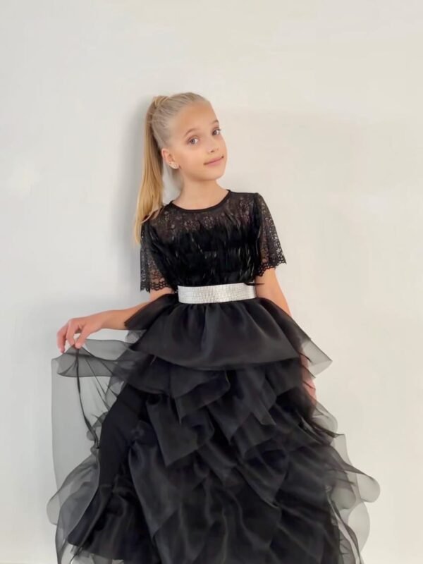 Party Dress For Girls Black Feathers Lamora