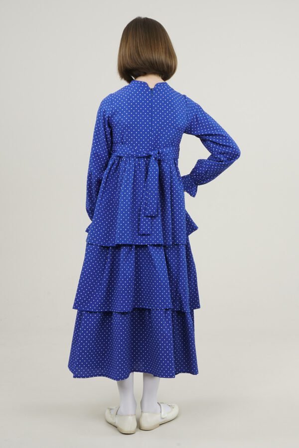 Polka Dot Girls Dress with Skirt Layers - Royal Blue فساتین بنات Lamora