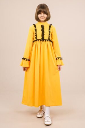 Practical Mustard Young Girls Dress for Spring & Summer فساتين بنات Lamora