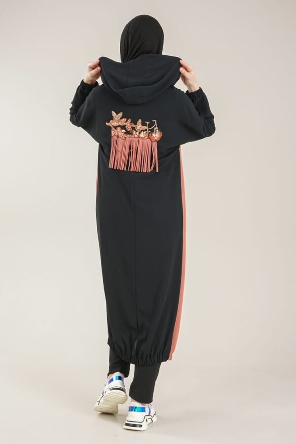Practical Zippered Ladies Abaya with Hoodie - Taba Lamora