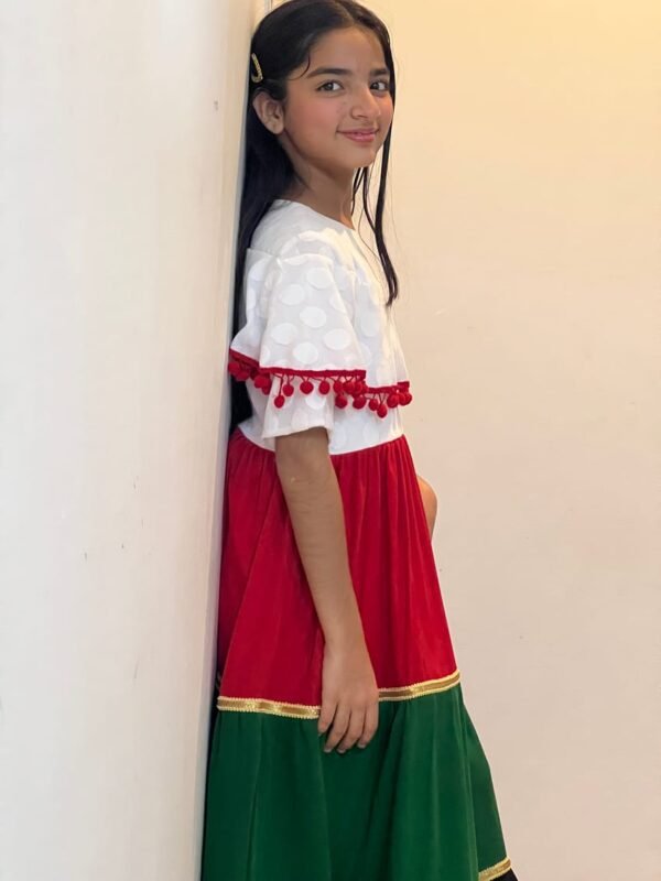 Red Balloon Lace National Day Flag Dress For UAE Girls Lamora