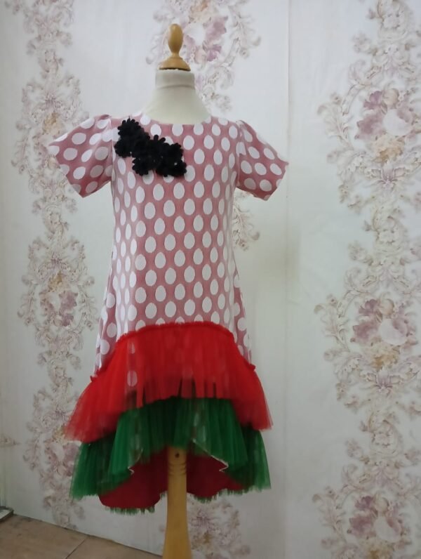 Red Dot Tulle UAE National Day Flag Dress For Girls Lamora