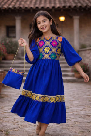 Girls Hugallaila Dress | Traditional Dress  Dark Blue