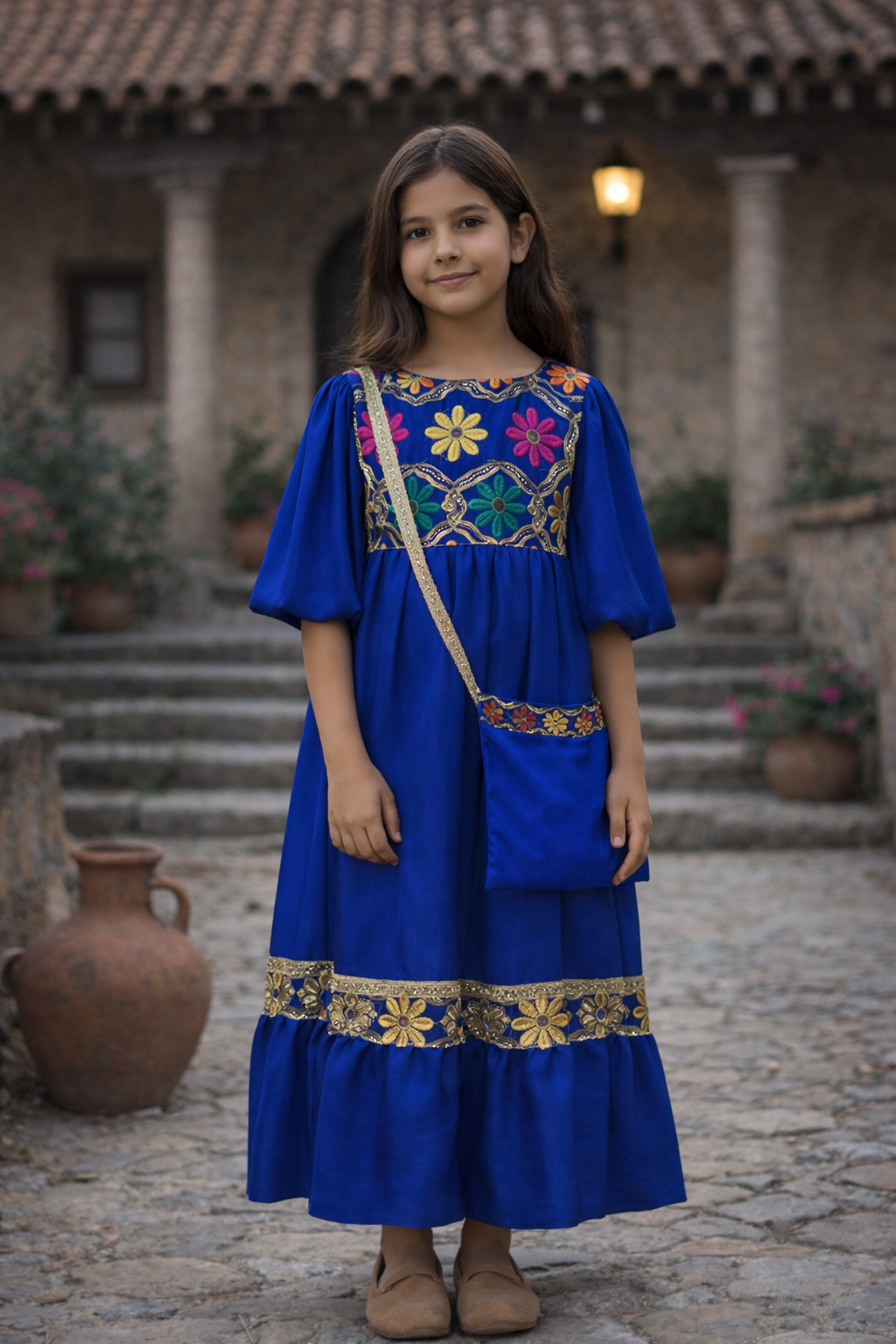 Girls Hugallaila Dress | Traditional Dress Dark Blue - Image 5