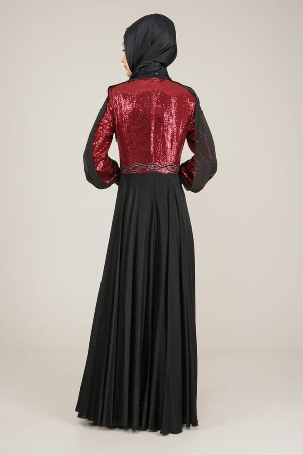 Sparkly Top Long Ladies Dress for Special Occasion - Burgundy Lamora