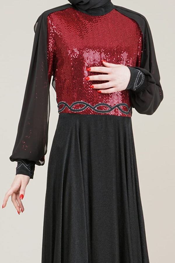 Sparkly Top Long Ladies Dress for Special Occasion - Burgundy Lamora