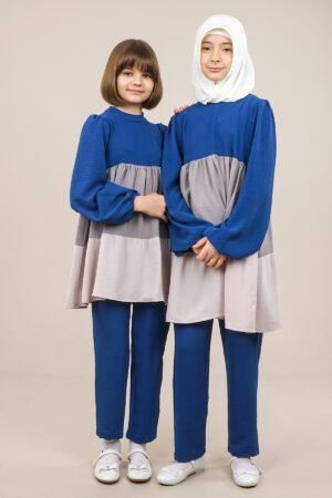 Spring Summer Special Girls Dress Tunic & Pant Blue Lamora | فستان للبنات