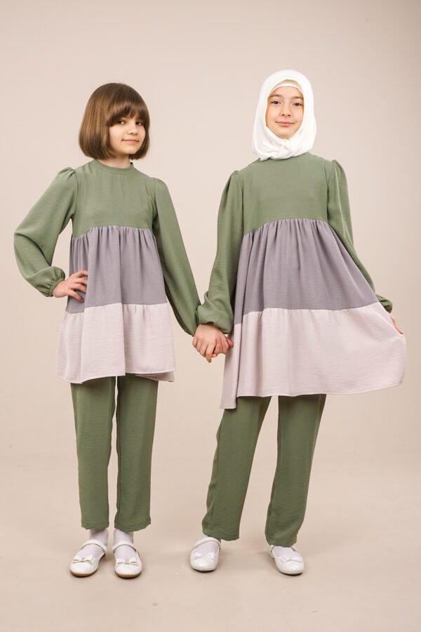 Spring Summer Special Girls Dress Tunic & Pant Green فساتين بنات Lamora