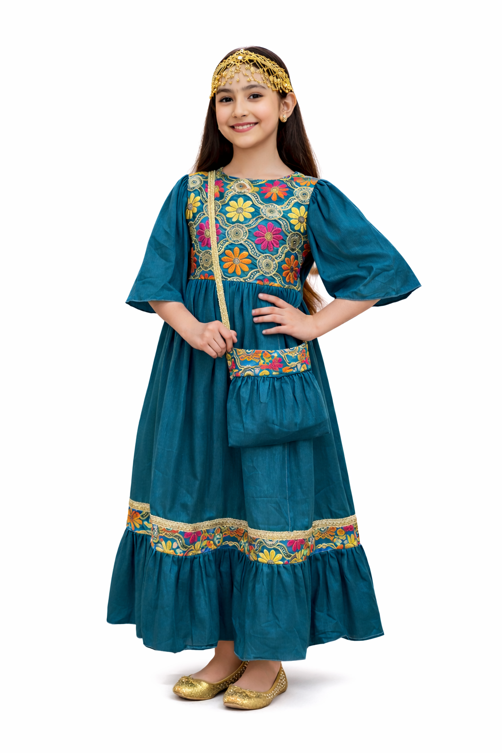 Girls Hugallaila Dress | Traditional Dress Blue Floral