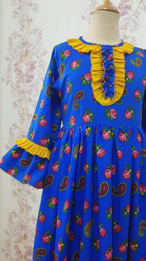 Traditional Dress Blue Vertical Floral Lamora