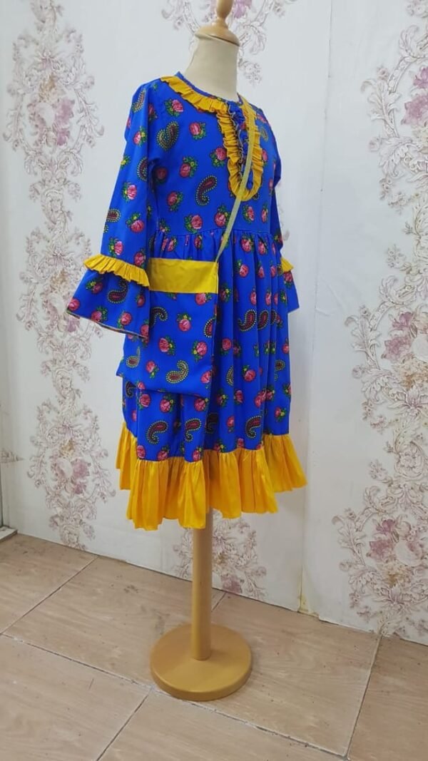 Traditional Dress Blue Vertical Floral Lamora