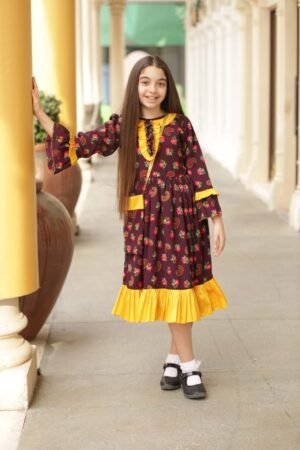 Traditional Dress Maroon Floral Lamora