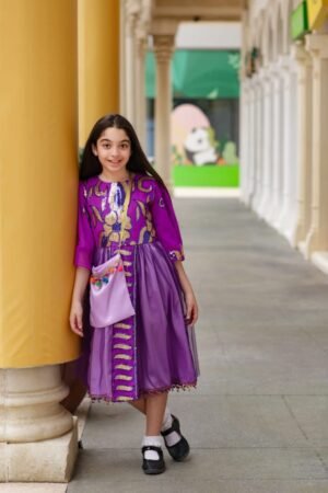 Traditional Dress Purple with Vertical Stripes Lamora