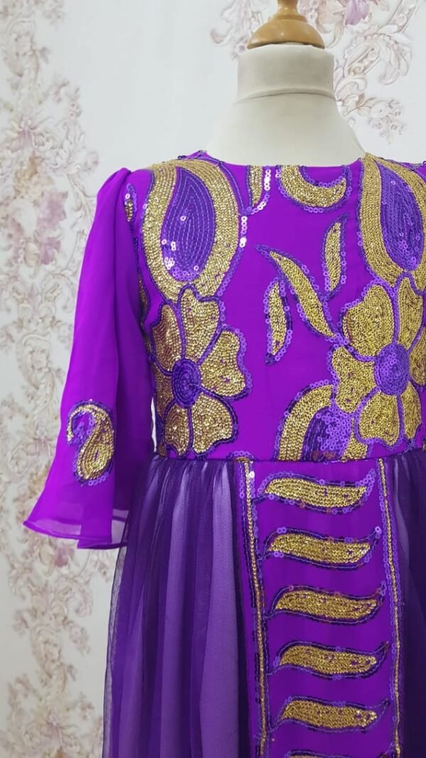 Traditional Dress Purple with Vertical Stripes Lamora