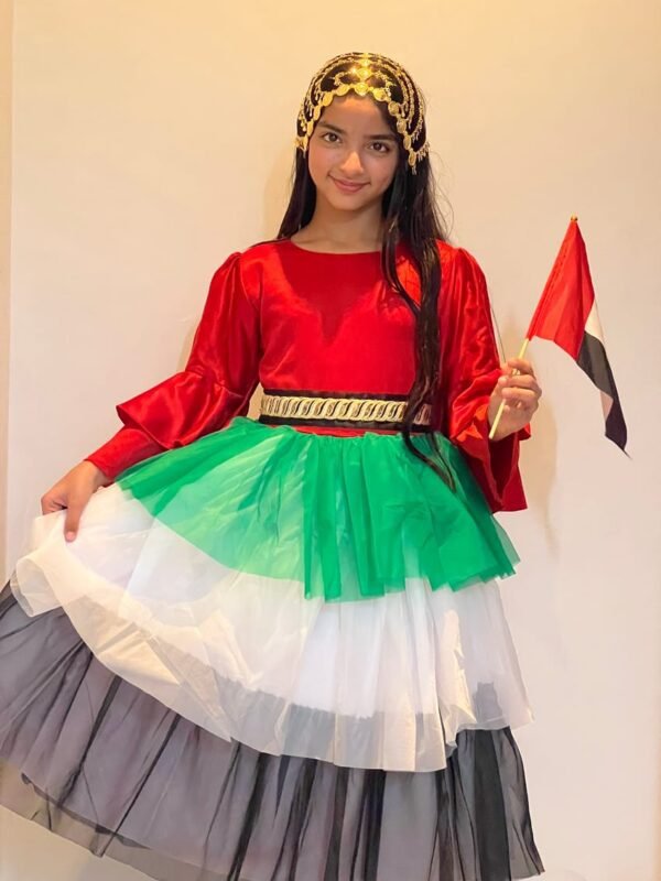 Traditional Emirates National Day Flag Dress Layered Lamora