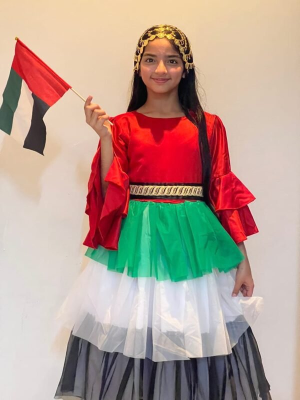 Traditional Emirates National Day Flag Dress Layered Lamora