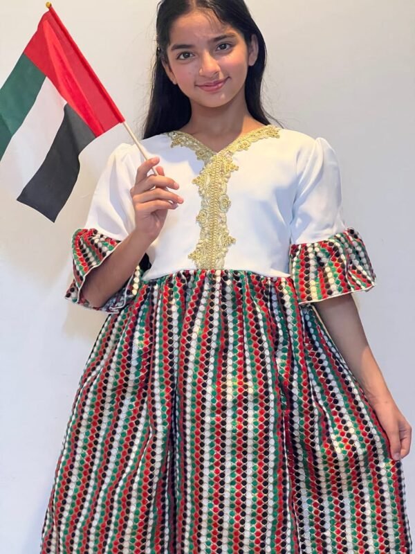 UAE National Day Flag Dress For Girls Traditional Lamora