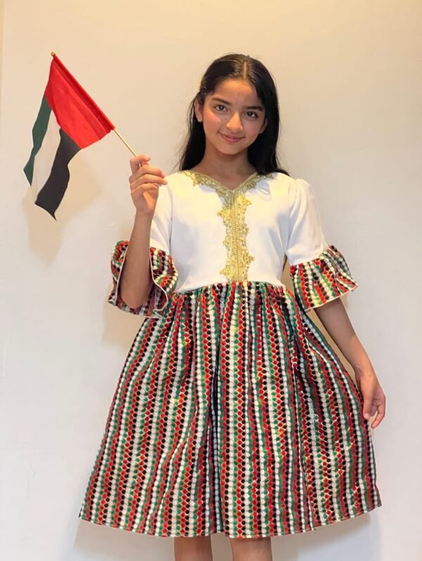 UAE National Day Flag Dress For Girls Traditional Lamora