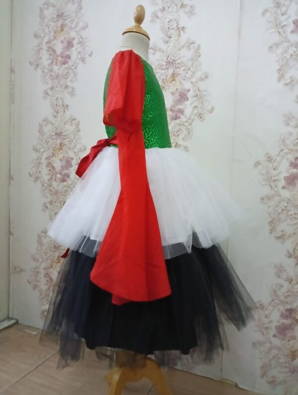UAE National Day Flag Dress For Girls Green With Emirates Tulle Lamora