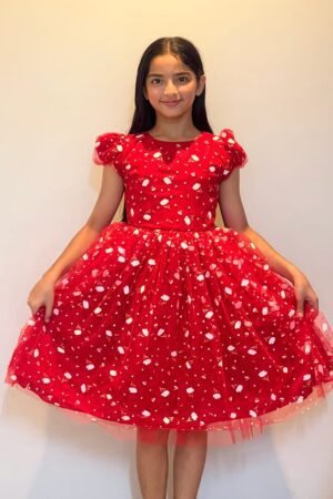 Red Dot Tule UAE National Day Flag Dress For Girls Lamora