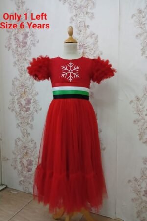 UAE National Day Flag Dress For Girls Red With Emirate Flag Belt Lamora