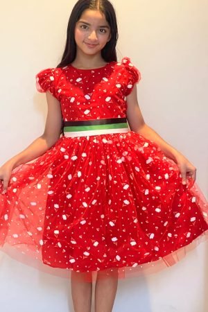 Red Dot Tule UAE National Day Flag Dress For Girls
