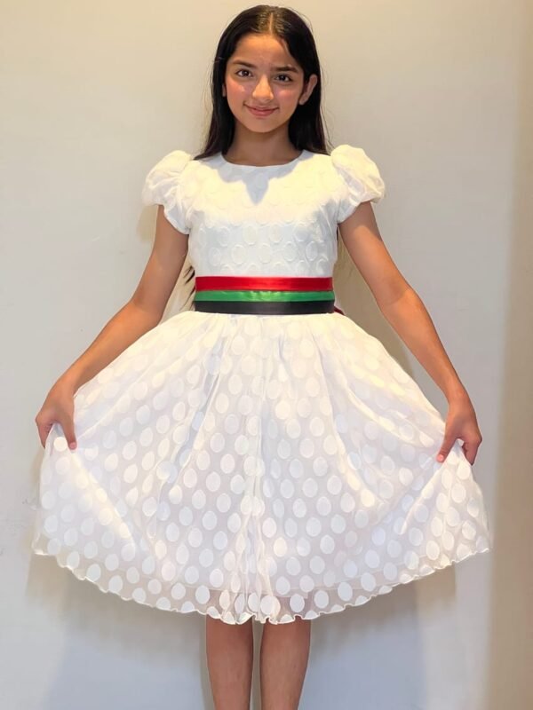 White Dot Tule Traditional Emirates National Day Flag Dress Lamora