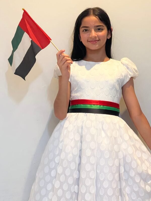 White Dot Tule Traditional Emirates National Day Flag Dress Lamora