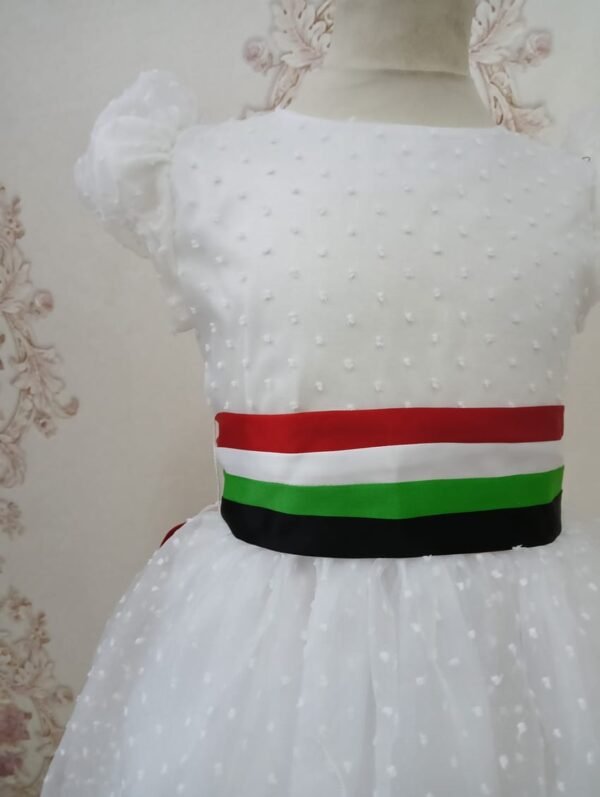 White Dot Tulle UAE National Day Flag Dress For Girls Lamora