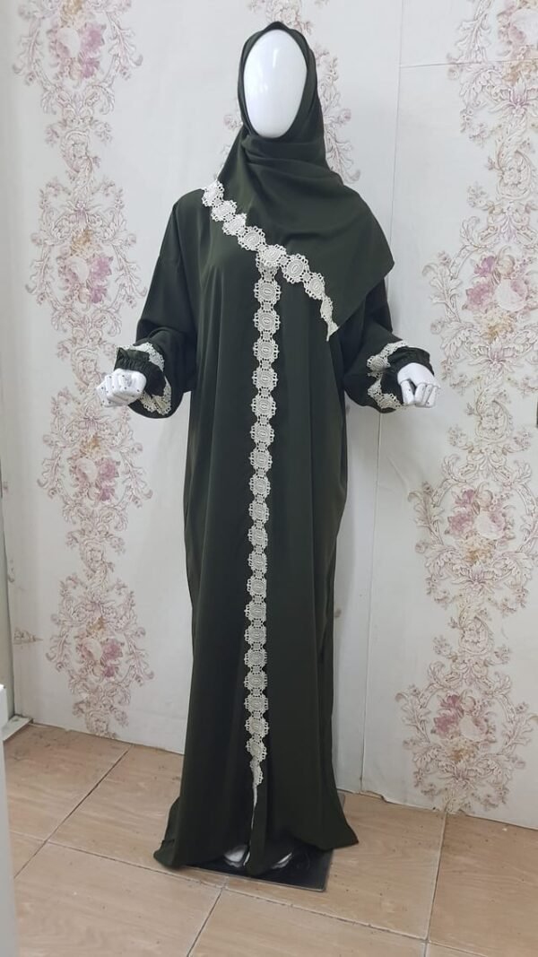 Women Prayer Dress Greenish Cyan With White Dantel Lamora