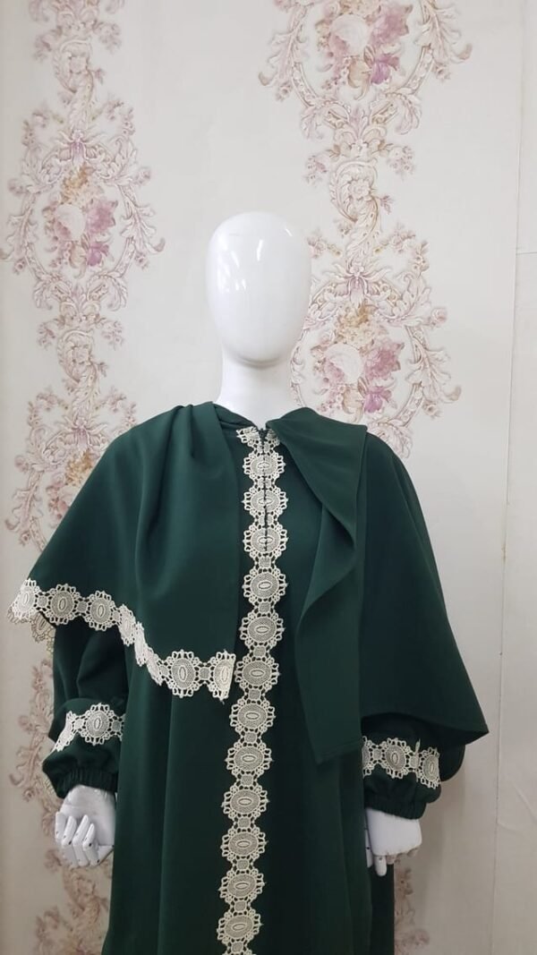 Women Prayer Dress Mineral Green With White Dantel Lamora
