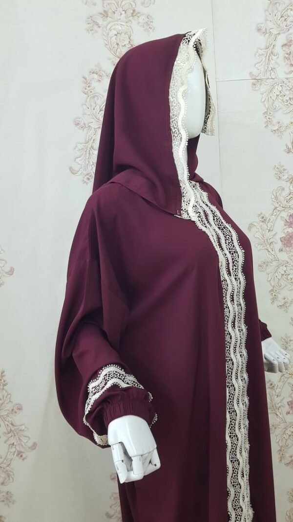 Women Prayer Dress Reddish Magenta With White Dantel Lamora
