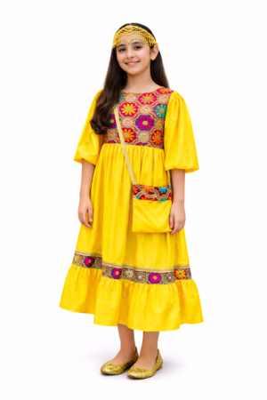 Girls Hugallaila Dress | Traditional Dress Yellow Floral
