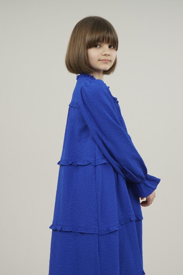 Young Girls Dress Wide Cut with Frilled Layers - Royal Blue فساتین بنات Lamora