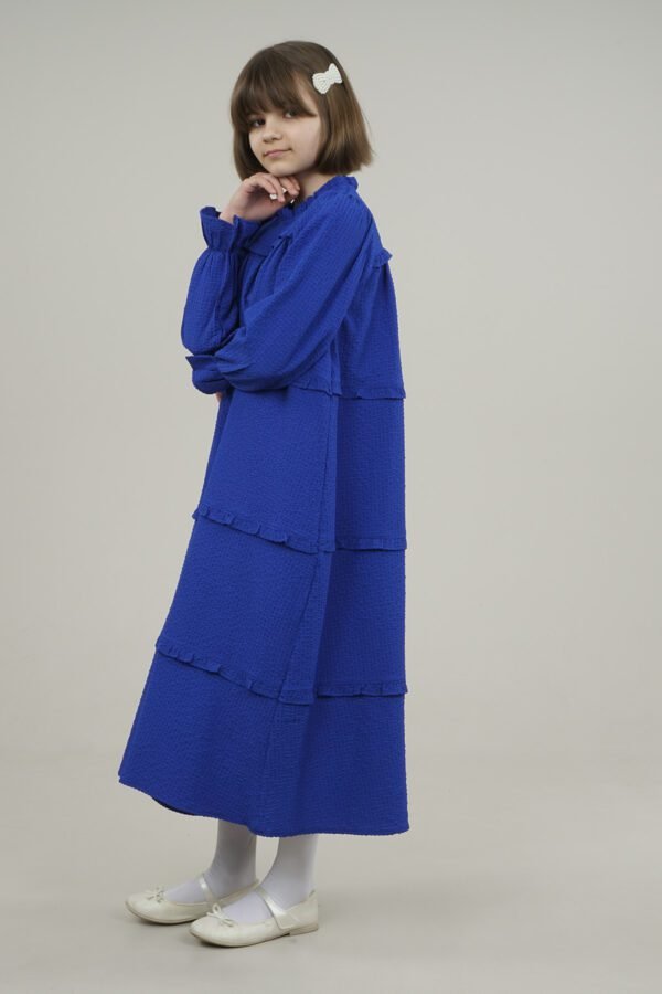 Young Girls Dress Wide Cut with Frilled Layers - Royal Blue فساتین بنات Lamora
