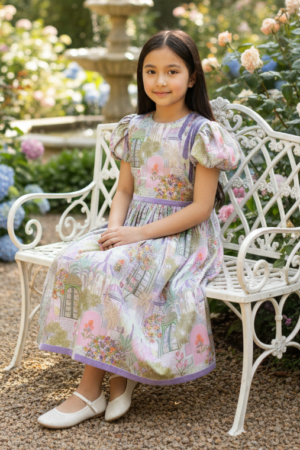 Girl dress with printed fabric