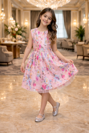Jack Floral Pleating Party Dress For Girls Pink Pleated