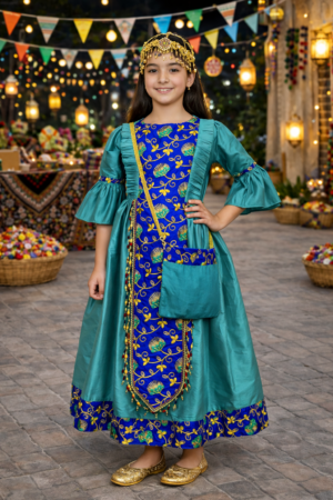 Girls Hugallaila Traditional Dress - Turquoise